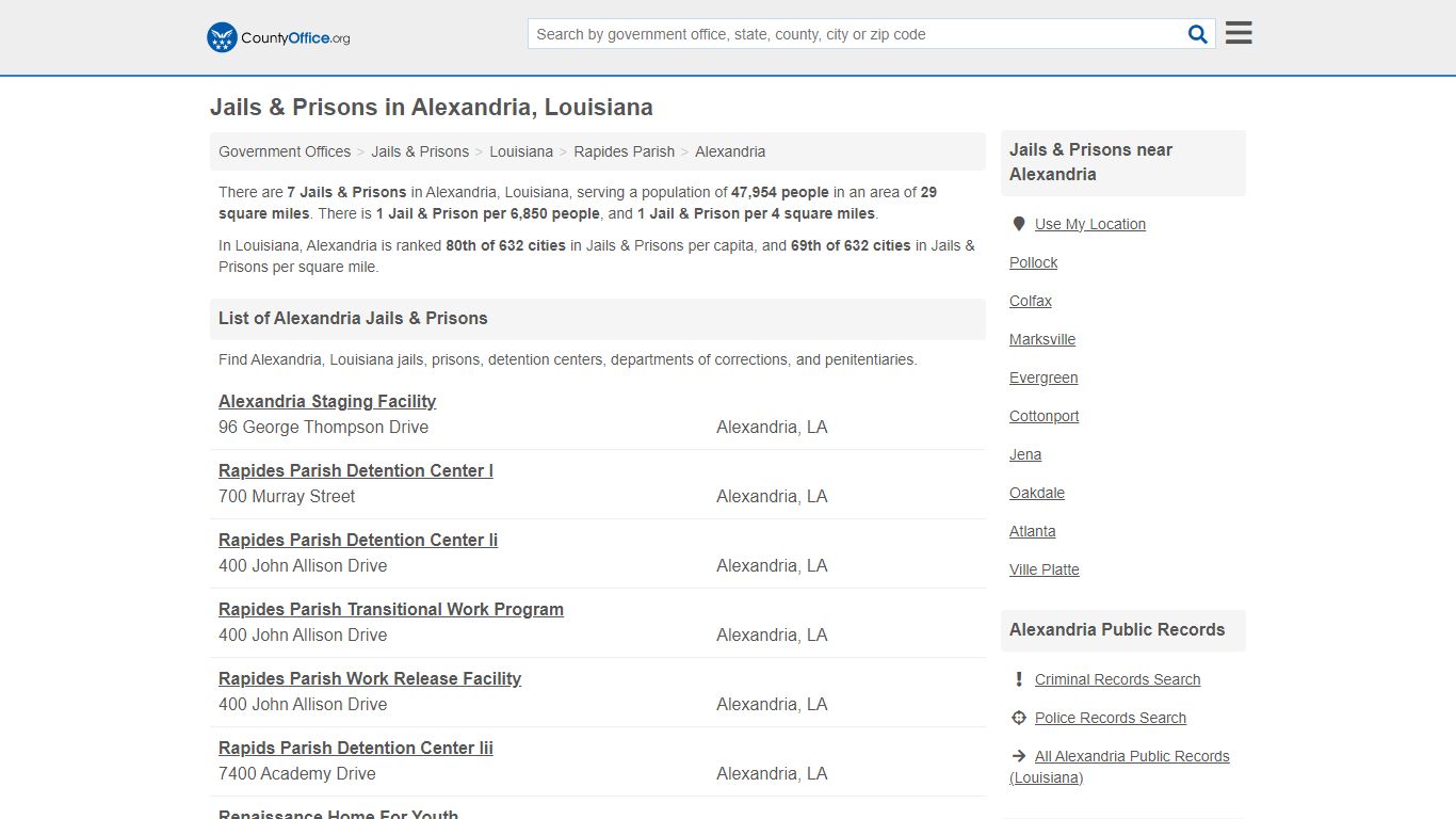 Jails & Prisons - Alexandria, LA (Inmate Rosters & Records) - County Office